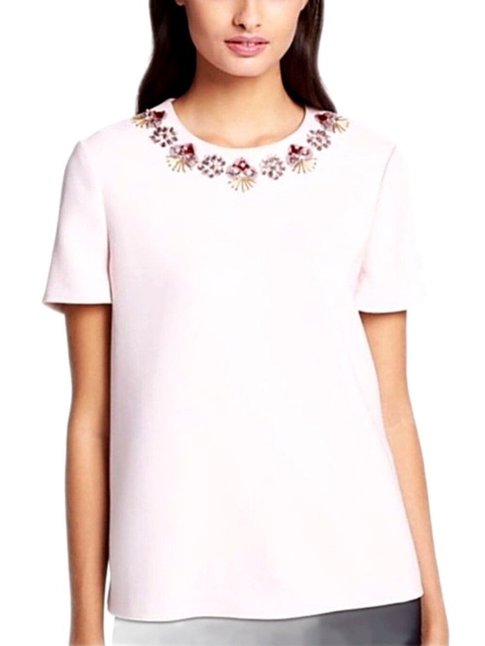 kate spade Top Alexandria Pink Rhinestone Embellished Shirt Size 8